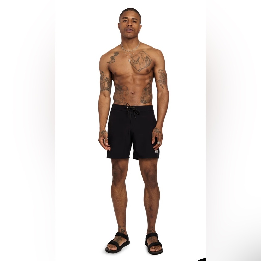 Bather SOLID BLACK TECHNICAL SURF TRUNK SHORTS SIZE 32 NWT